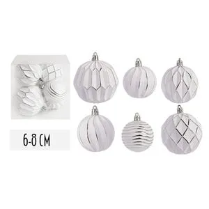 Lilium Kugle set/6  6-8 cm belo/ srebrne 50380