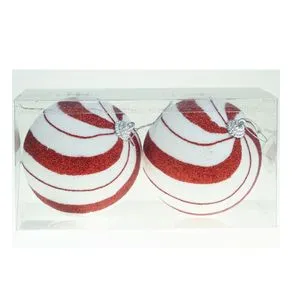 Lilium Novogodišnje kugle D10 s/2 gliter belo/crvene 594630