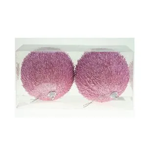 Lilium Novogodišnje kugle D10 s/2 gliter roze 594678