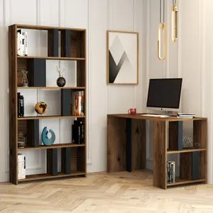 Lima - Walnut, Anthracite Walnut
Anthracite Study Desk & Bookshelf