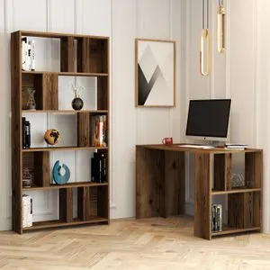 Lima - Walnut Walnut Study Desk & Bookshelf