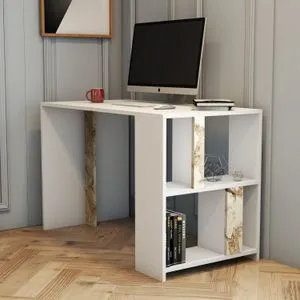 Lima - White Marble White Study Desk