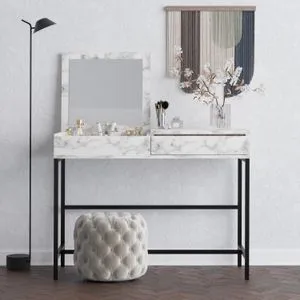 Linda - Carrara Marble Carrara Marble Make-Up Table