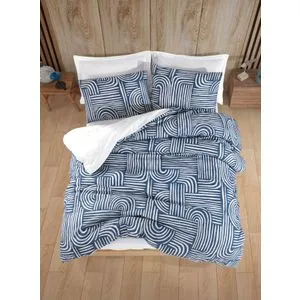 Line Art - Blue Blue King Quilt Cover Set (FR)