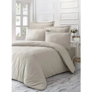 Line - Beige Beige Satin Single Quilt Cover Set (ES)