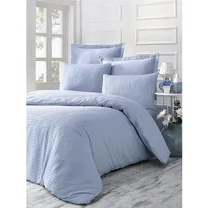 Line - Blue Blue Satin Super King Quilt Cover Set (FR)