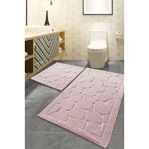 Lino - Set Tepiha za Kupatilo u Višebojnoj Boji (2 Komada)