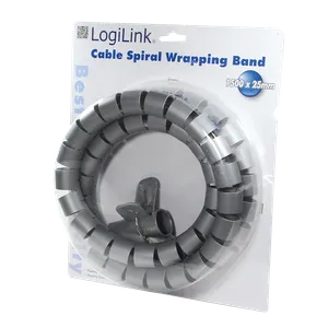 LogiLink spiralni držač za kablove 1.5m x 28mm srebrni