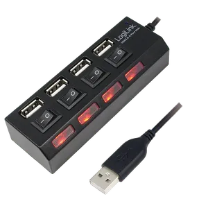 Logilink USB 2.0 HUB, 4-port, On/Off, crni