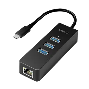 Logilink USB 3.2 Gen 1 Hub, 3-port, USB-C - Gigabit Ethernet