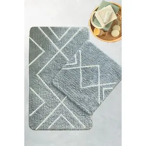 Longan - Grey Grey Bathmat Set (2 Pieces)