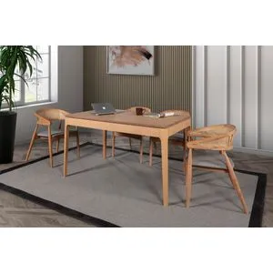 Lucas Prirodni Produživi Trpezarijski Sto i Stolice Set (5 Delova)