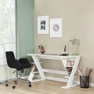 Lungo - White White Study Desk