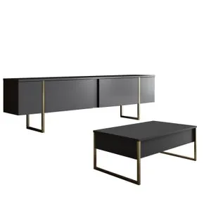 Luxe Set - Anthracite, Gold Anthracite
Gold Living Room Furniture Set