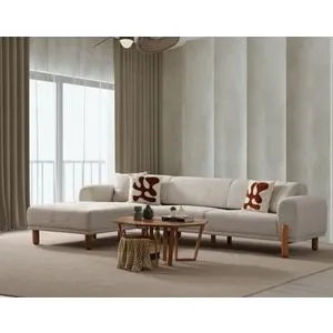 Lyke Left - Cream Cream Corner Sofa-Bed