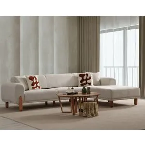 Lyke Right - Cream Cream Corner Sofa-Bed