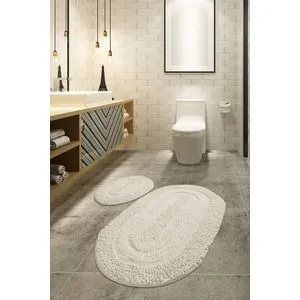 Macoroni - Ecru Ecru Bathmat Set (2 Pieces)
