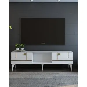 Madera - TV Stalak u Beloj i Zlatnoj Boji