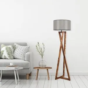 Maçka Yanık Ahşap Lambader Silindir Hasır Gri Abajurlu Brown
Grey Floor Lamp