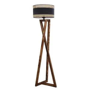 Maçka Yanık Lambader Silindir 03 Rattan Abajurlu Copper Floor Lamp