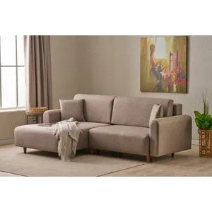Mane Left - Brown Brown Corner Sofa-Bed