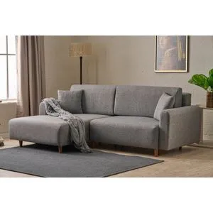 Mane Left - Grey Grey Corner Sofa-Bed