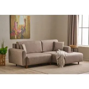 Mane Right - Brown Brown Corner Sofa-Bed