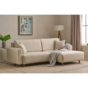 Mane Right - Cream Cream Corner Sofa-Bed