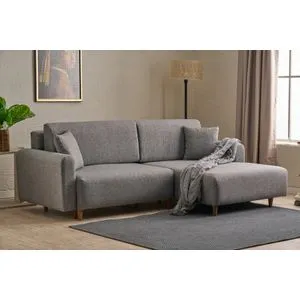 Mane Right - Grey Grey Corner Sofa-Bed