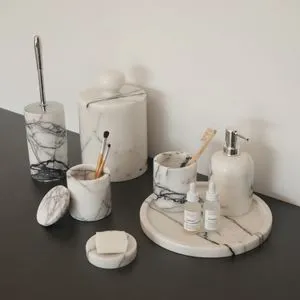 MAR07090302D White Bathroom Set (7 Pieces)
