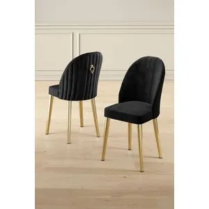 Mara - Crna i Zlatna Stolica Set (2 Komada)