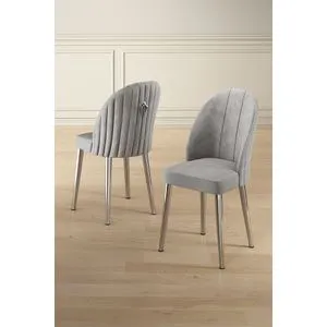 Mara - Sivi, Hrom Sivi Set Stolica (4 Komada)