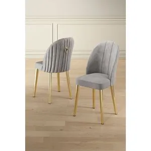 Mara - Sivi i Zlatni Set Stolica (2 Komada)