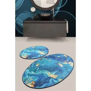 Marbling Multicolor Bathmat Set (2 Pieces)