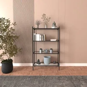 Marta - Black, Glass Black Bookshelf