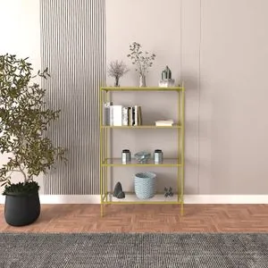 Marta - Gold, Glass Gold Bookshelf