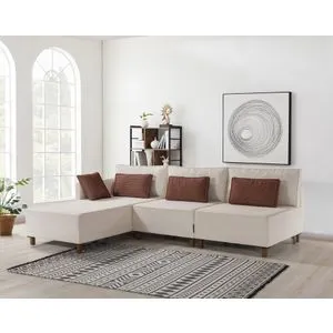 Matris Left - Beige Beige Corner Sofa-Bed
