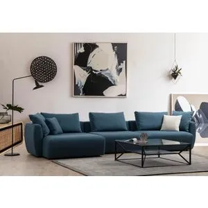 Maya Corner 1 (Chl Left + O1 + 1R) Blue Corner Sofa