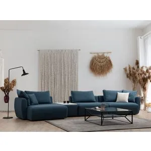 Maya Corner 1 (Chl Left + T + O1 + 1R) Blue Corner Sofa