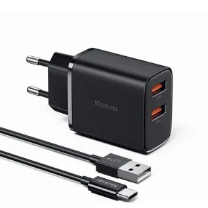 MCDODO CH-5072 SET ZIDNI PUNJAČ 12W PRO, DUAL TIP-C, Kabl 3A TIP-A NA C, 1m