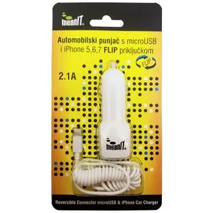 MeanIT Auto punjač za smartphone/iPHONE, 2.1A, FLIP konektor - AUTO PUNJAČ SMARTPHONE/iPHONE