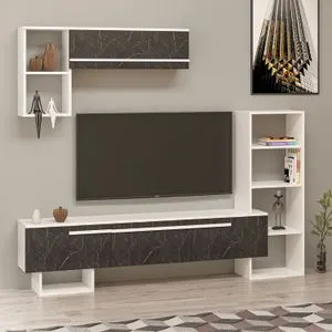 Mega - White, Royal Marble White
Black TV Unit