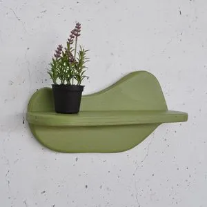 Meh224 Light Green Decorative Wooden Wall Shelf
