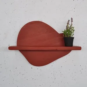 Meh225 Orange Decorative Wooden Wall Shelf