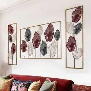 Melos-4 Multicolor Decorative Metal Wall Accessory Set (3 Pieces)