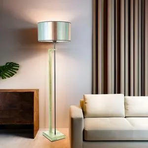 Menekşe Yeşil Lambader Silindir Renkli Abajurlu Multicolor Floor Lamp