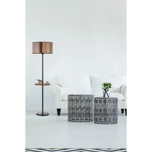 Mercan Siyah Sehpalı Silindir Renkli Lambader Multicolor Floor Lamp