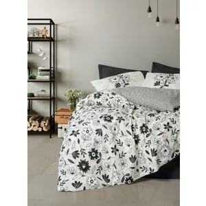 Meresa - Black Black Ranforce Super King Quilt Cover Set (EU) (IT)