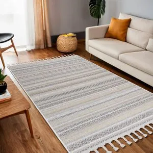 Meridyen 4801 - Bež, Bela Bež Tepih (120 x 180 cm)