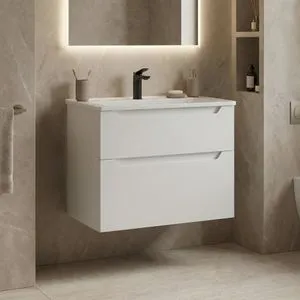 Messina 65 v2 - 397 Matte White Bathroom Cabinet With Sink
